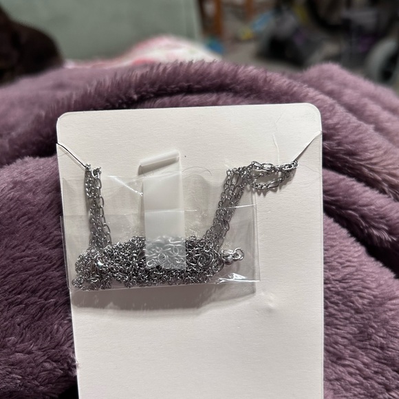 Celestial Lariat Necklace…Silver Plated Long-Layered Hammered Moon Charm - Picture 2 of 3